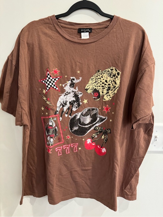 zutter Tops - Zutter Brown Graphic Short Sleeve Tee - Western Motif